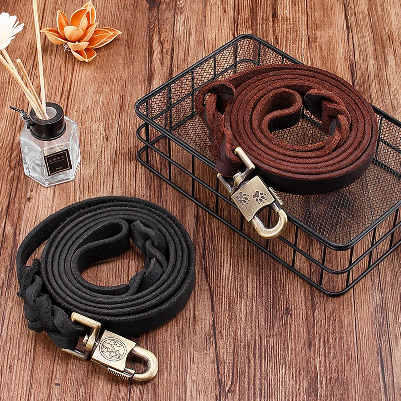 Genuine Leather Dog Leash - To - Leather Strap Quick Release recension och pris