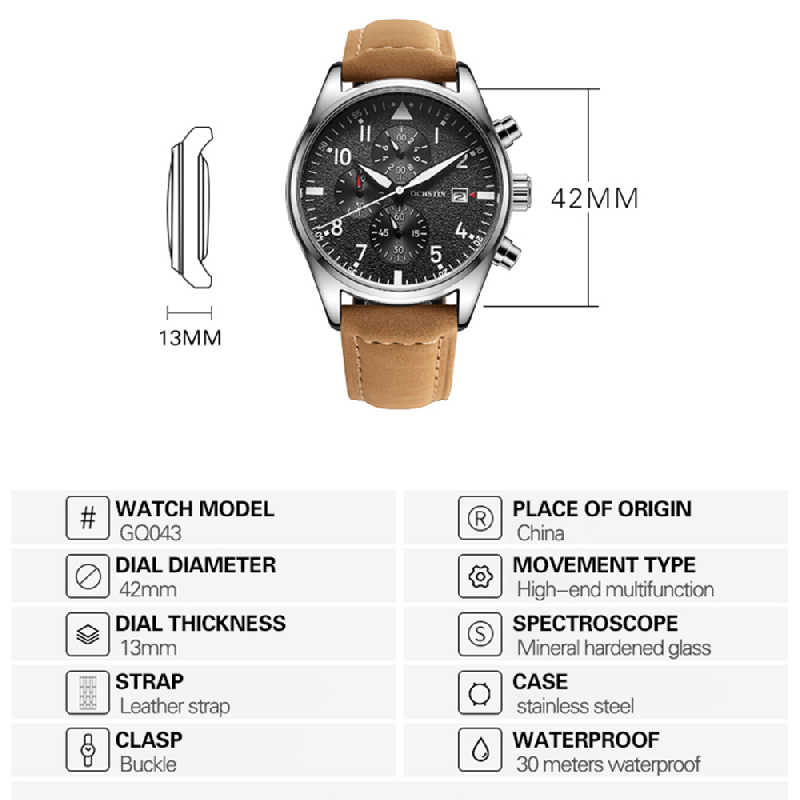 OCHSTIN Original Men Chronogra - Leather Watch Band Men recension och pris